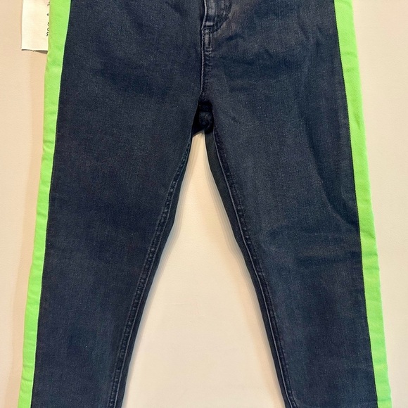 NWT Rag & Bone Black Jeans with Neon Green Stripes Size 25 - Picture 2 of 9